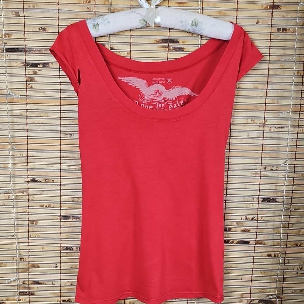 Women's Red Twisted Cap Sleeve Tee